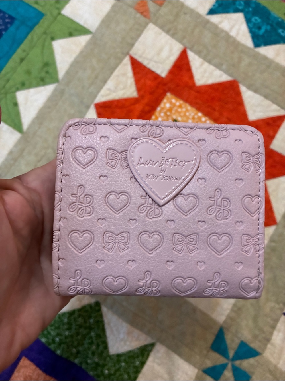 Betsy Johnson Pink Embossed Heart Wallet